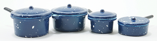 Dollhouse Miniature Blue Enamel Cookware, 7/Pk